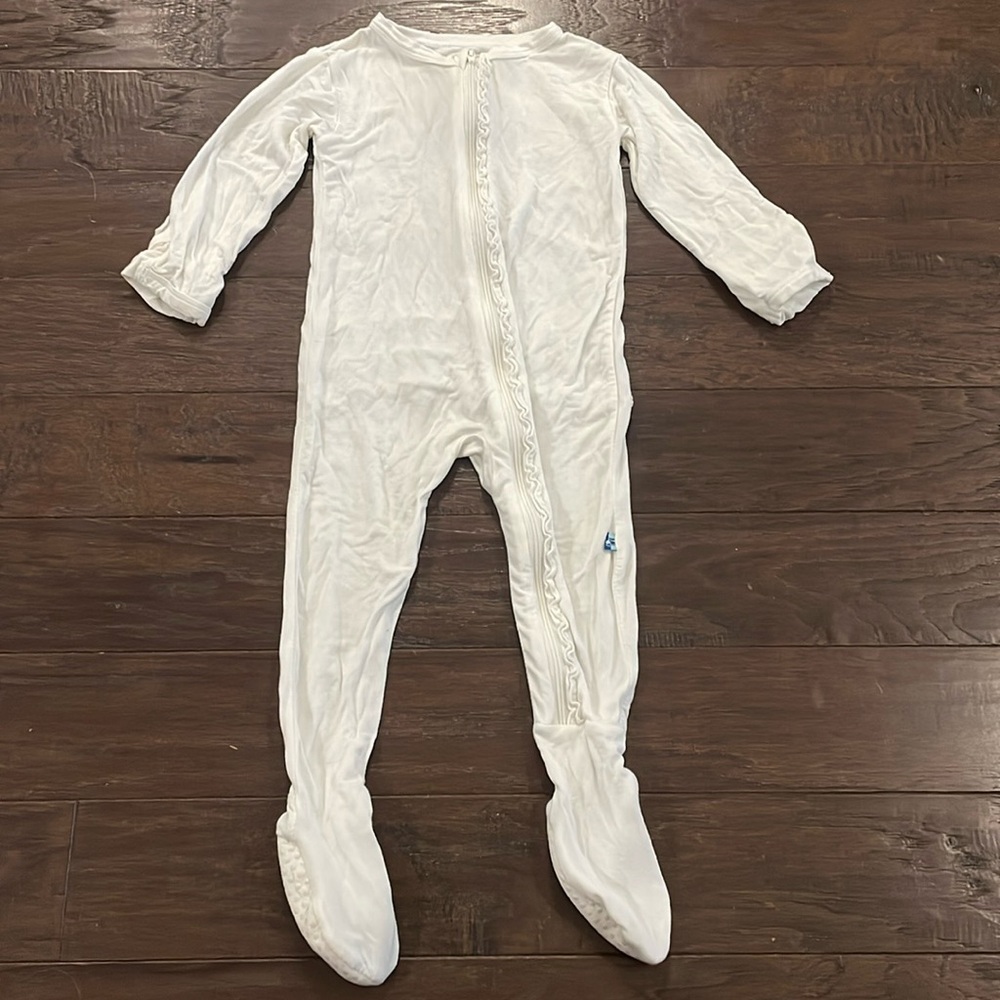 KicKee Pants Bamboo Cotton Ruffle Footie Pajamas Girls 6-9 mo